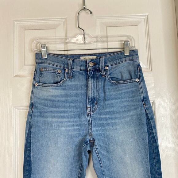 MADEWELL The High-Rise Slim Boyjean in Raebrook Wash Two Tone Stretch Size 25 - Picture 4 of 11